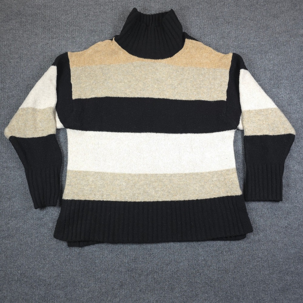 A New Day Sweater Womens M Multi Color Striped Turtleneck Pullover Knit Soft